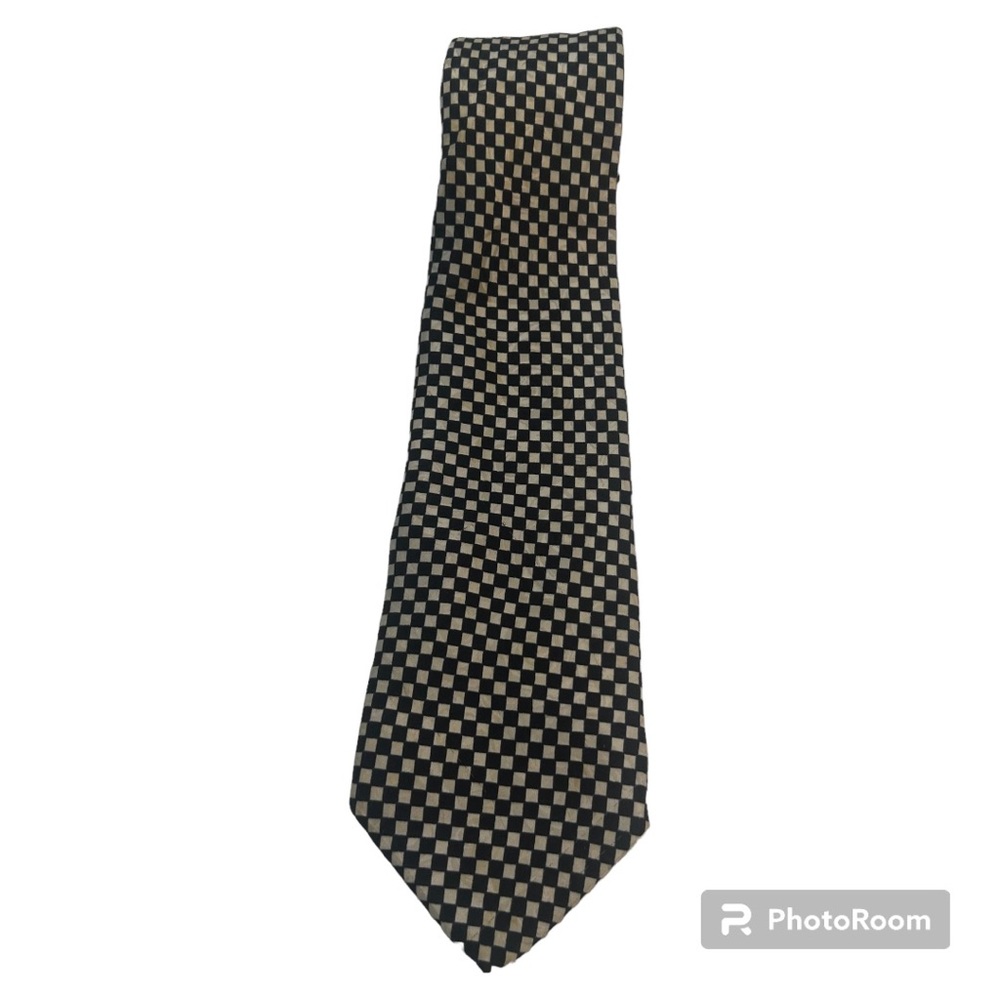 Fratelli moda black and white checkers tie 100% silk made in Italy